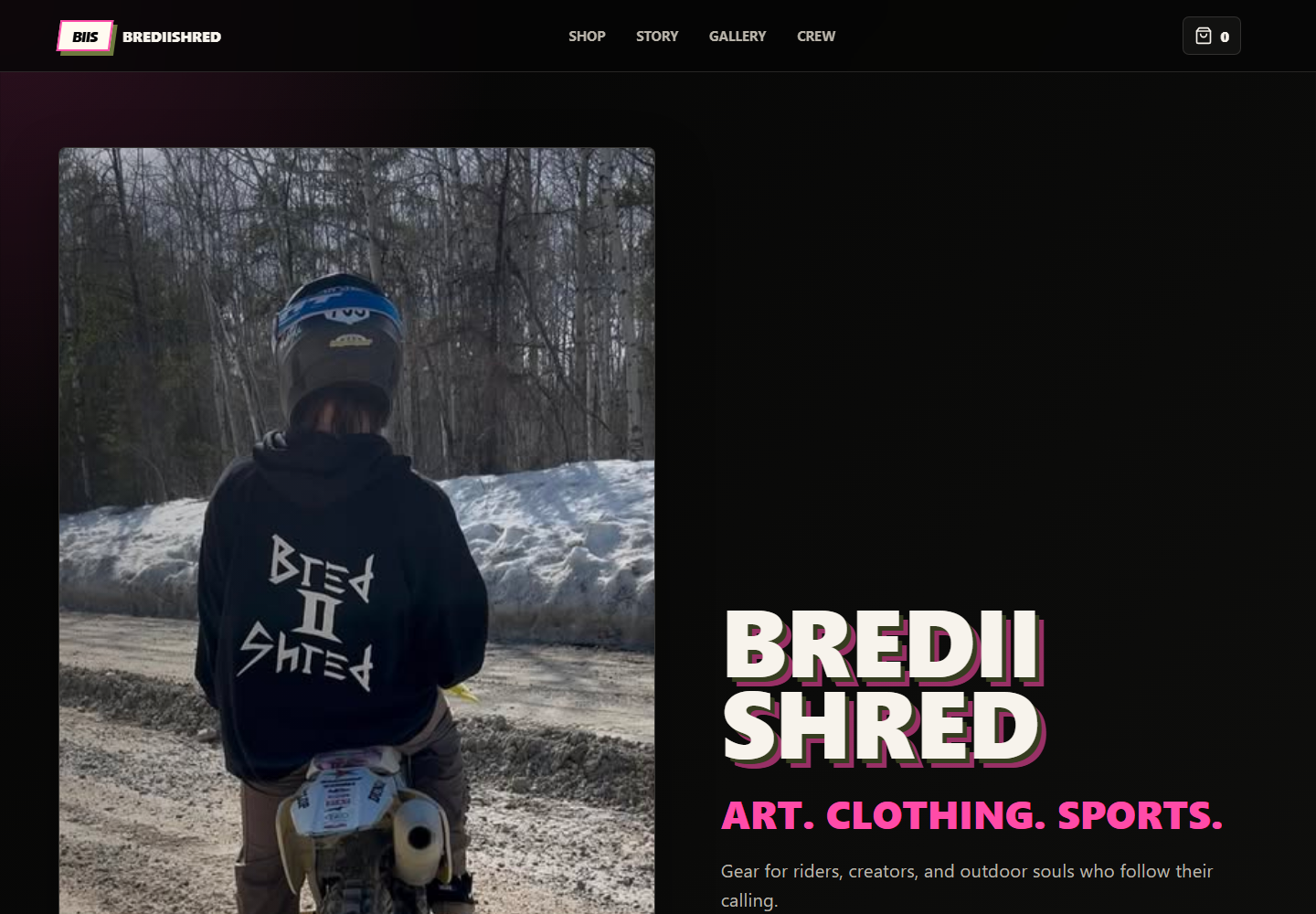 BREDIISHRED apparel demo homepage screenshot