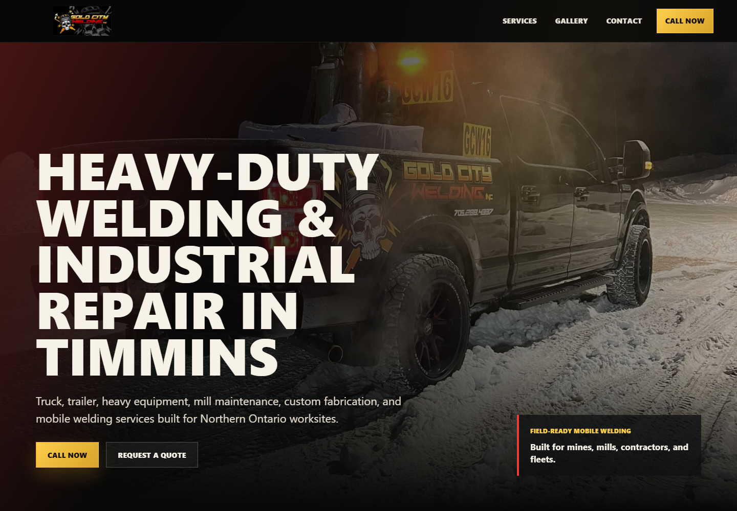 Gold City Welding website demo homepage screenshot